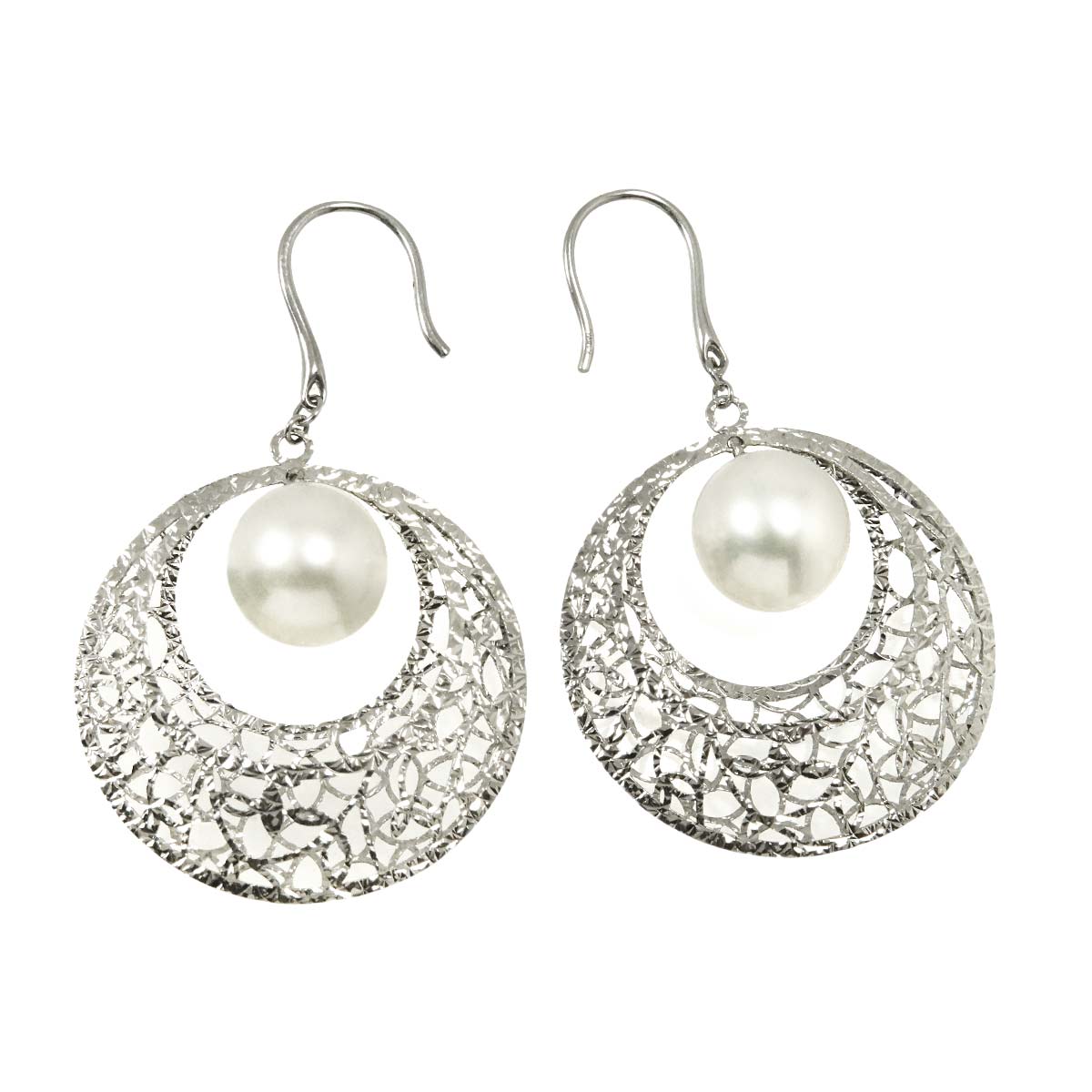 South Sea Pearl 9.5mm Earrings Pierced 18K WG 750