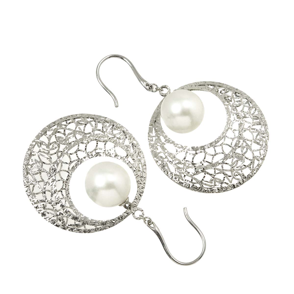 South Sea Pearl 9.5mm Earrings Pierced 18K WG 750