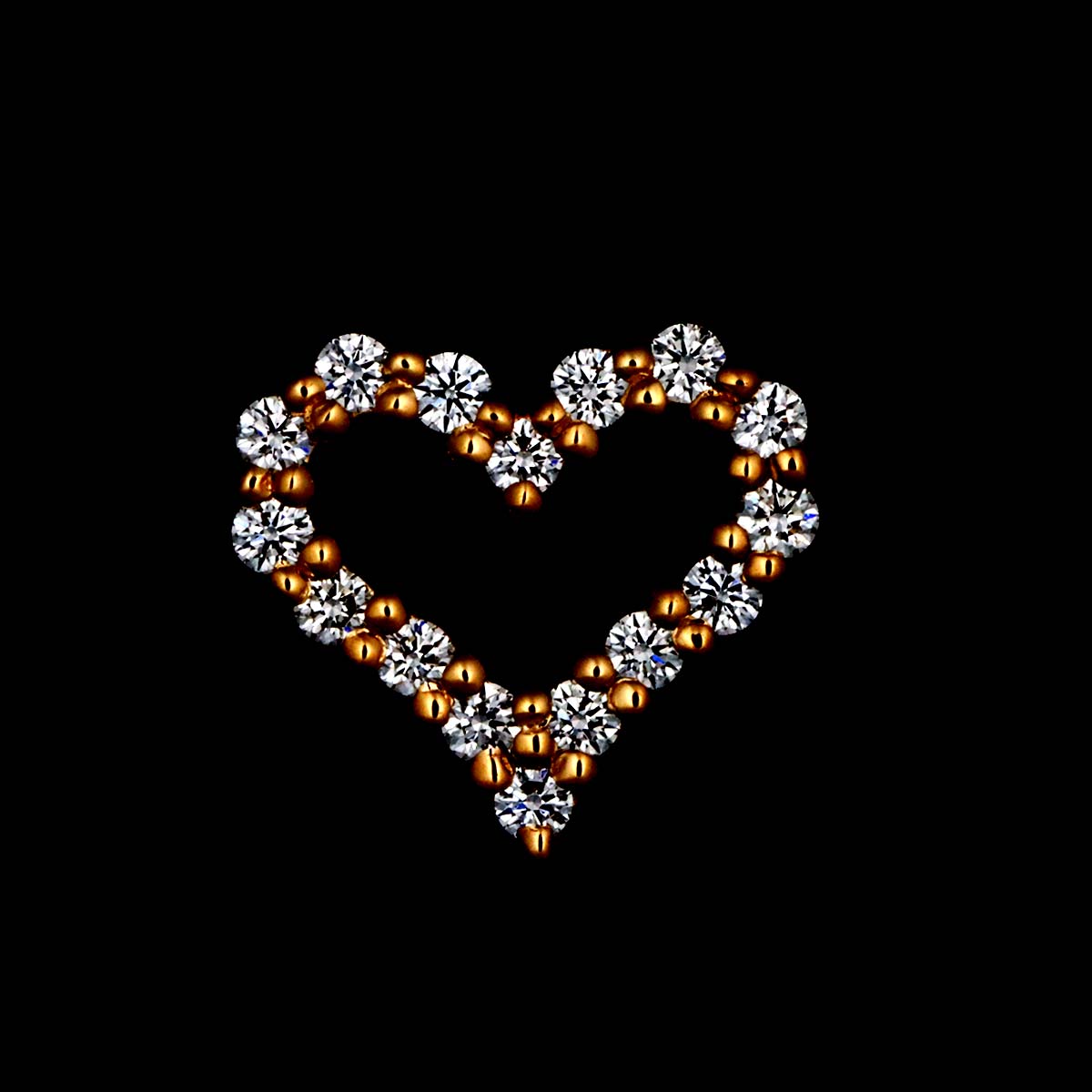 Sentimental Heart Diamond Earrings Pierced 18K PG 750