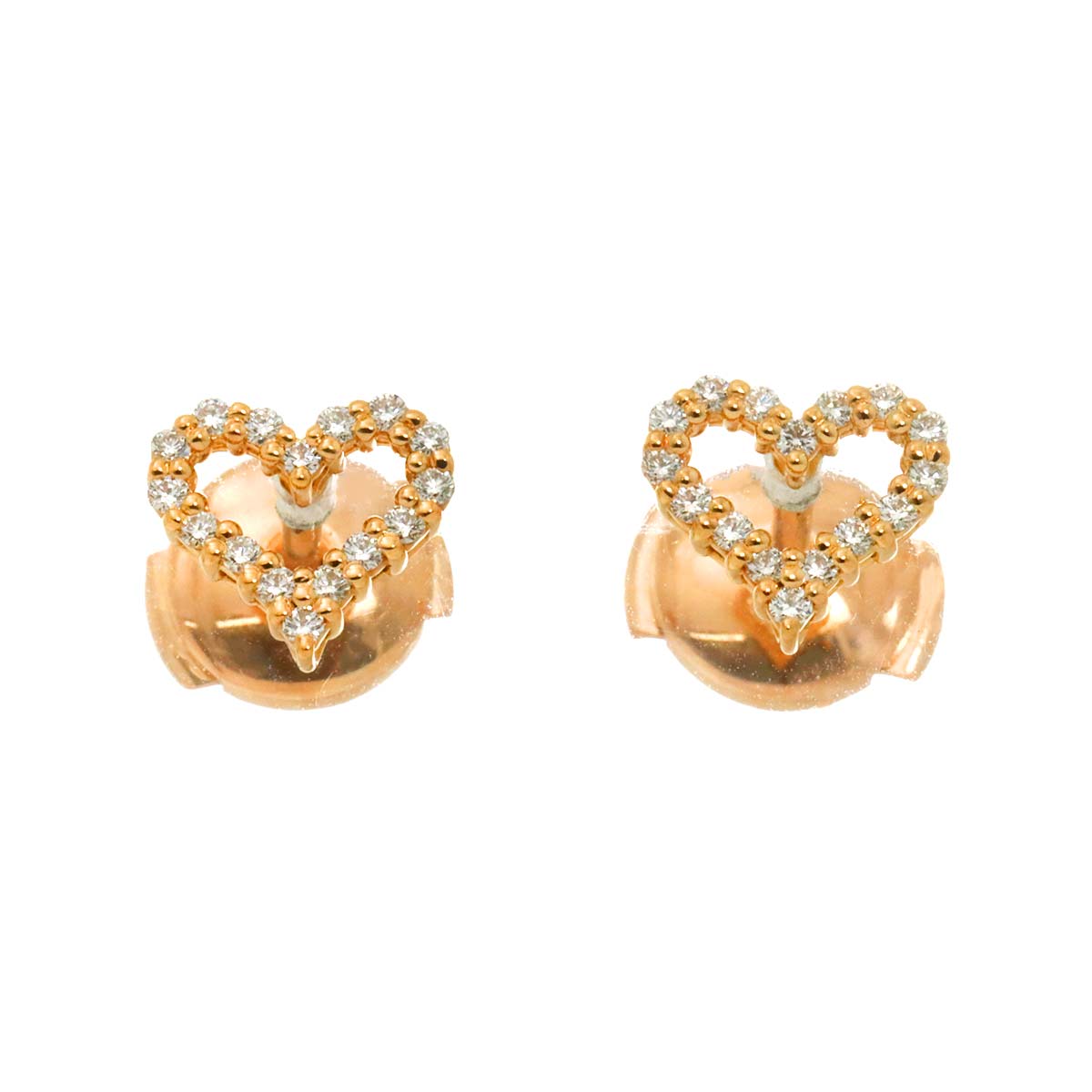 Sentimental Heart Diamond Earrings Pierced 18K PG 750