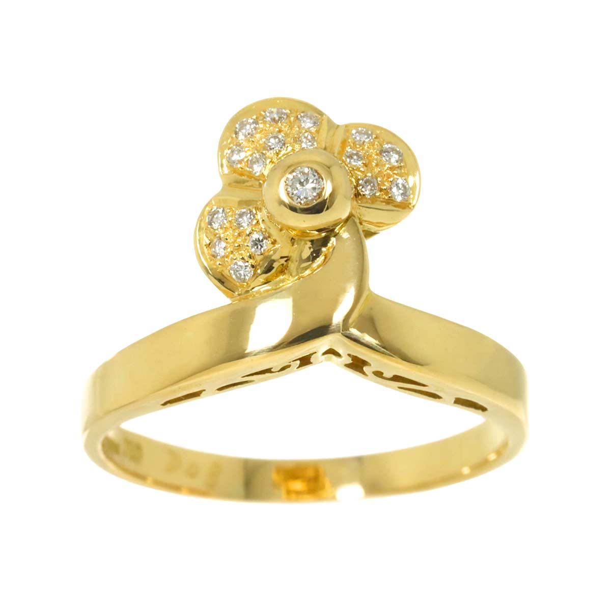 Diamond Ring 18K YG 750 Size5.5-5.75(US)