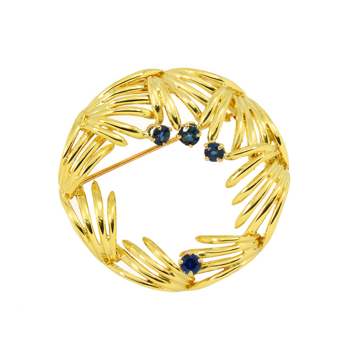 Sapphire Brooch 18K Yellow Gold 750