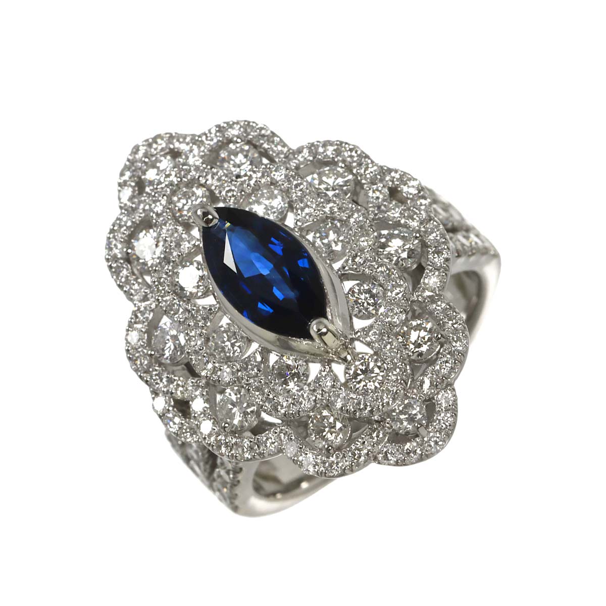 Sapphire 1.268ct Diamond 1.95ct Ring Pt Platinum size6-6.25(US)