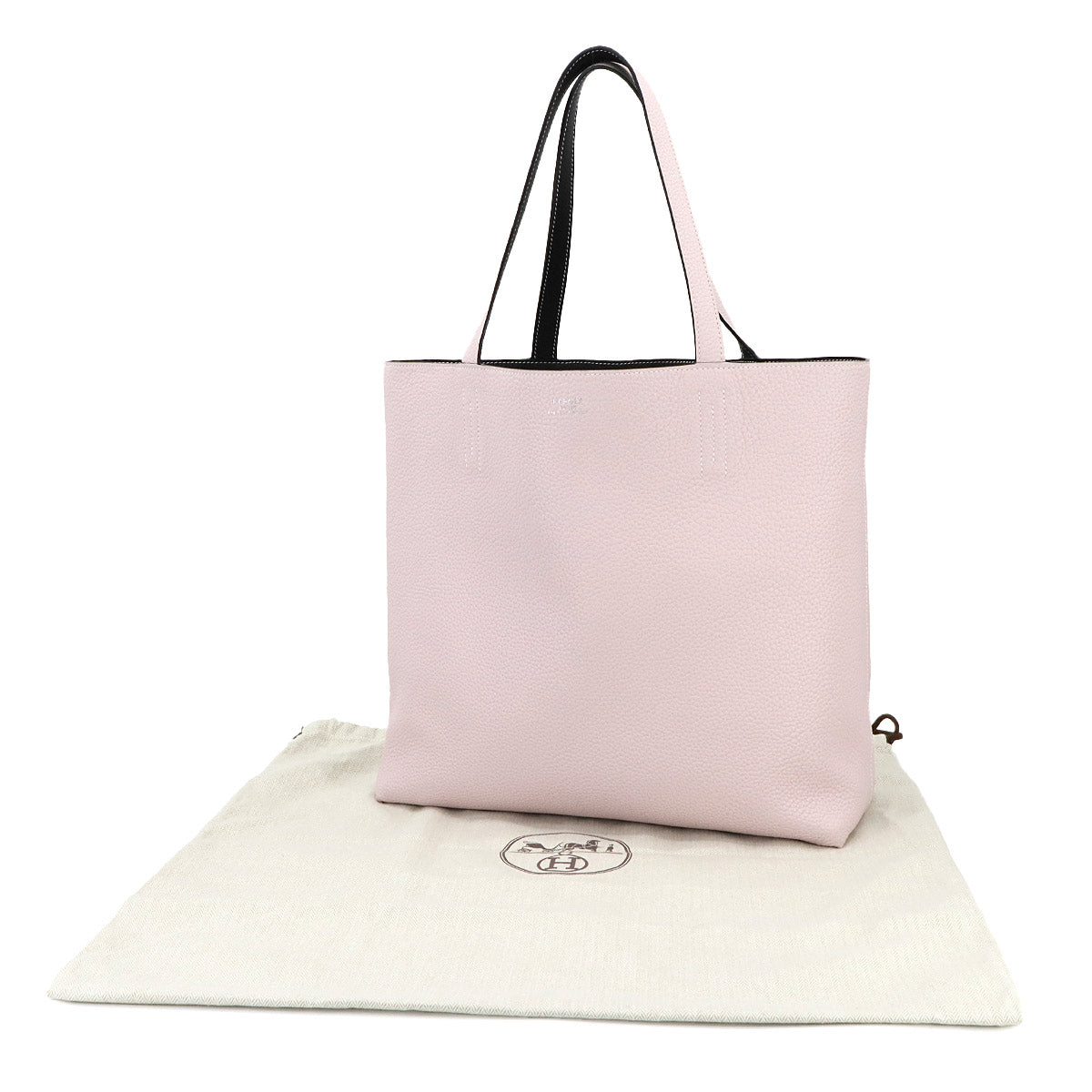 Double Sens 45 Tote Bag Taurillon Clemence Black Rose Darling