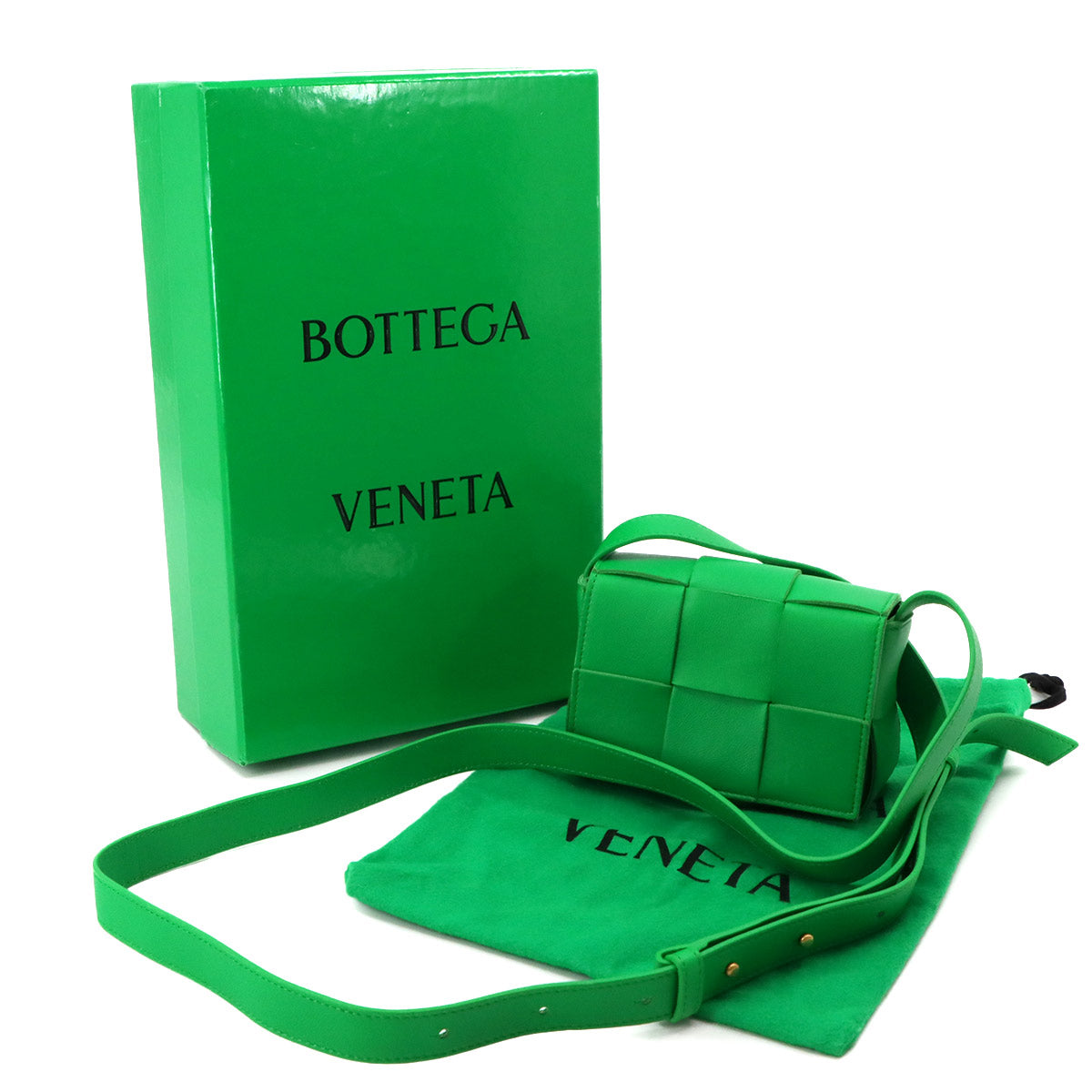 Intrecciato Candy Cassette Shoulder Bag Leather Green