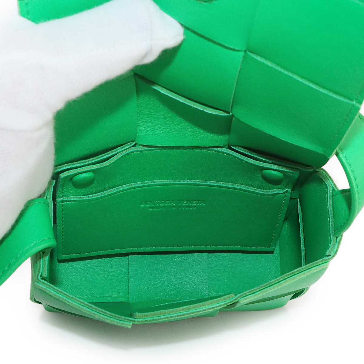 Intrecciato Candy Cassette Shoulder Bag Leather Green