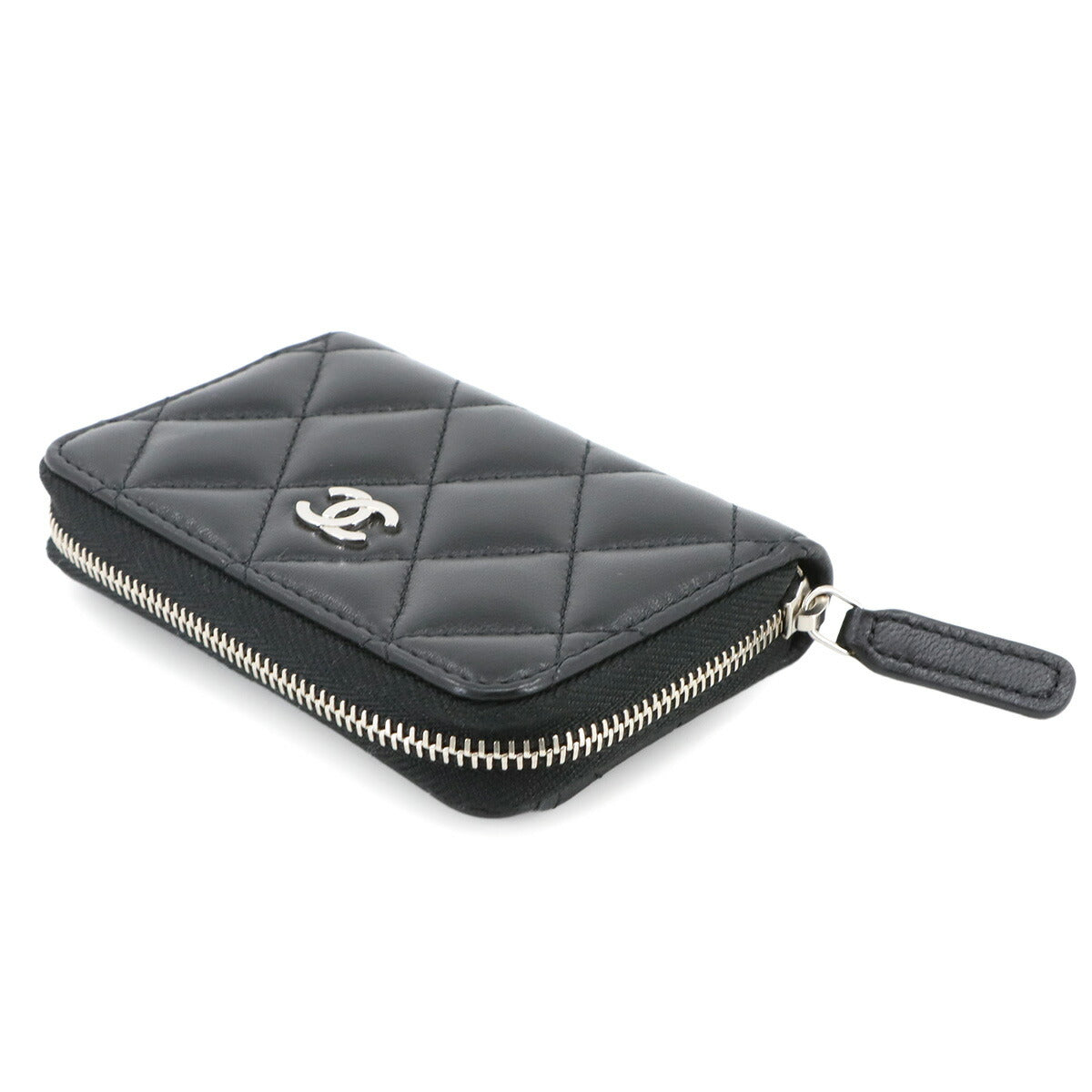 Matelasse Coin Case Purse Leather Black AP0216