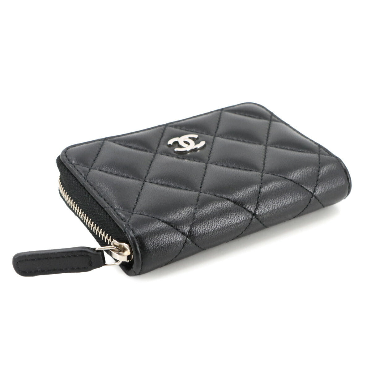 Matelasse Coin Case Purse Leather Black AP0216
