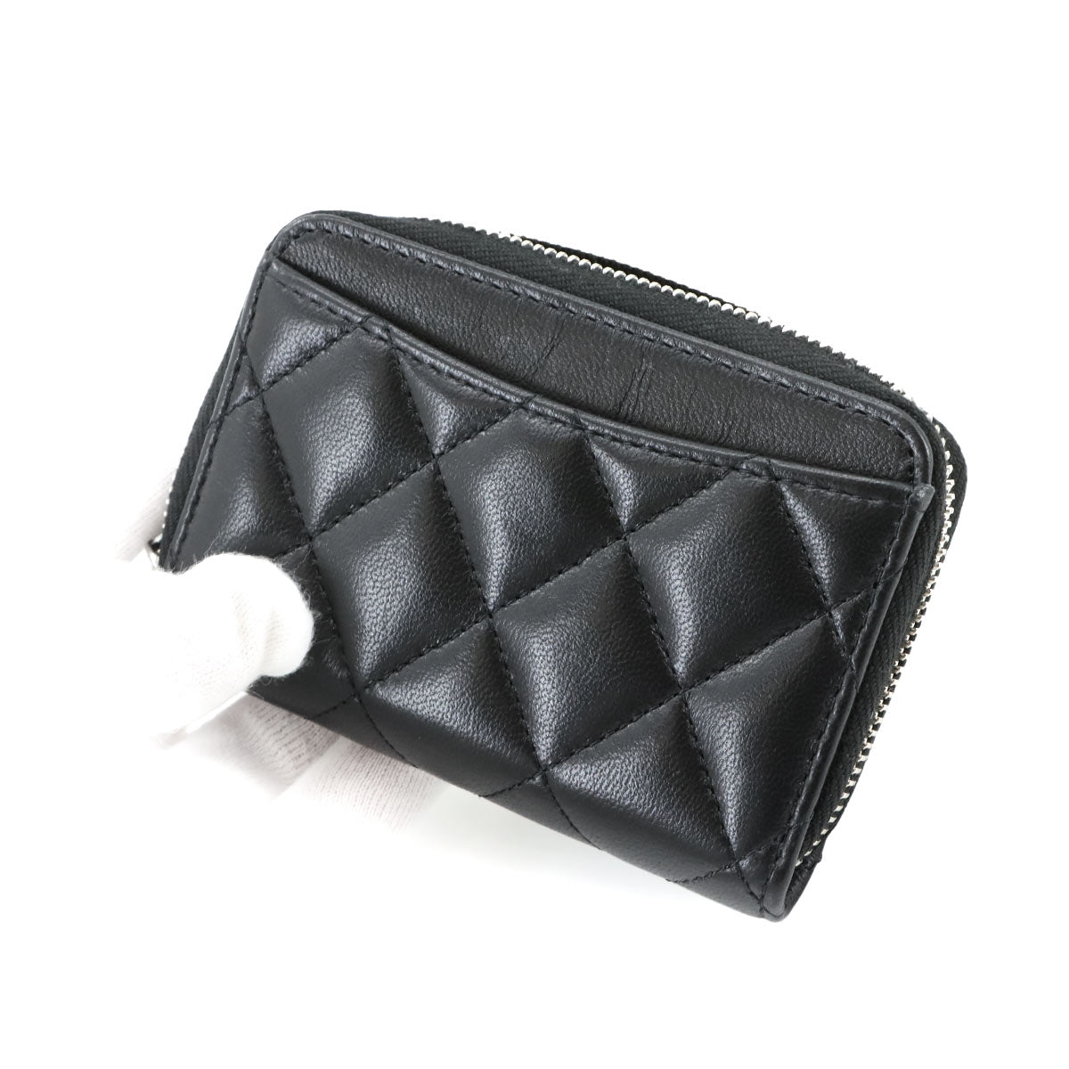 Matelasse Coin Case Purse Leather Black AP0216