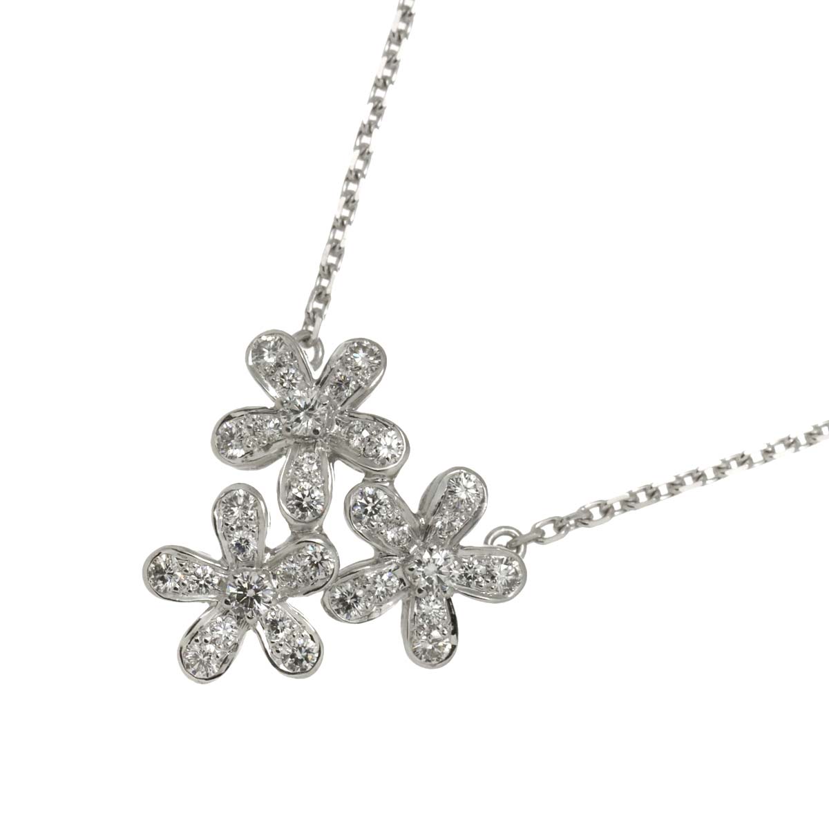 Socrate 3 Flower Diamond Necklace 18K WG 750