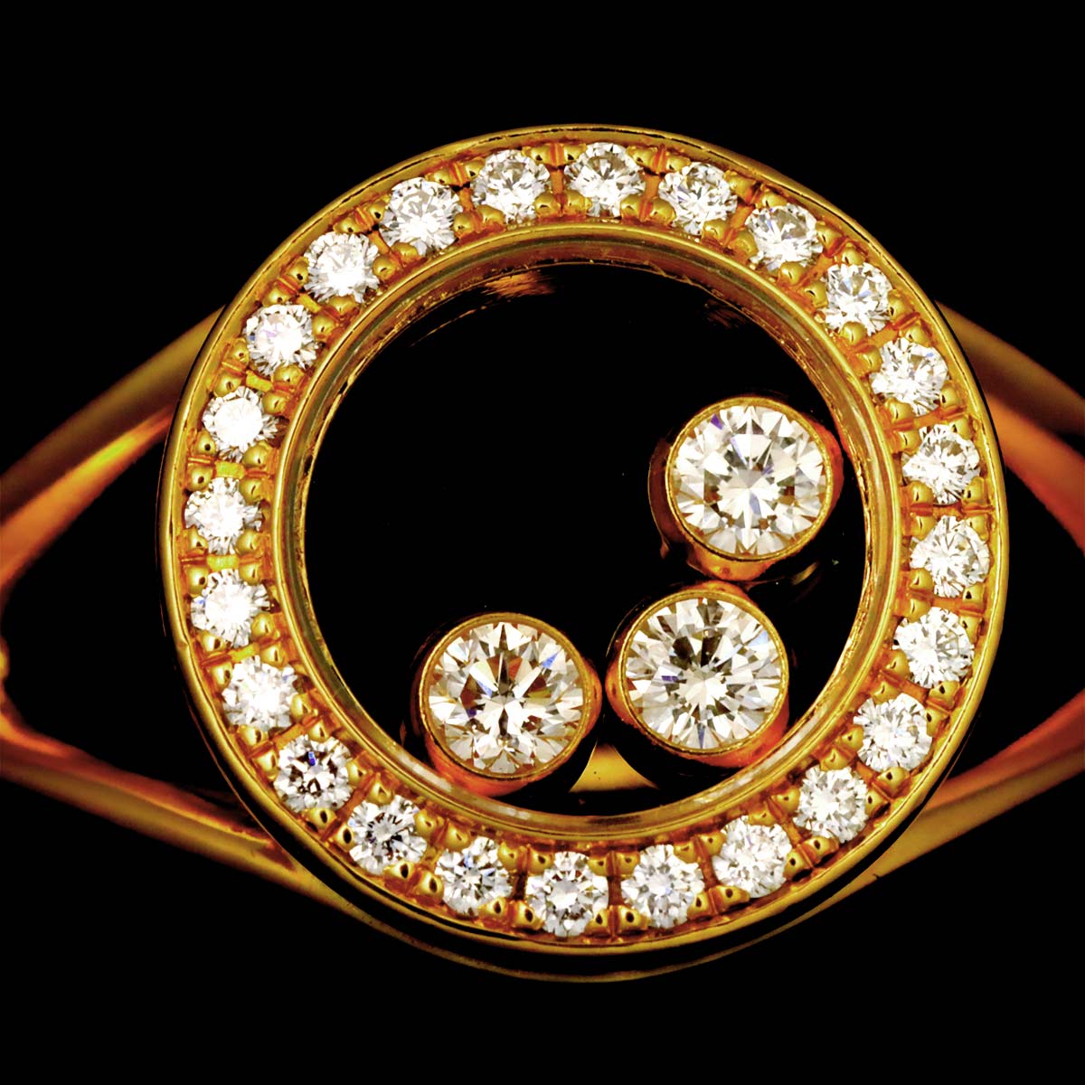 Happy Diamond Diamond Ring 18K YG 750 Size5.25(US)