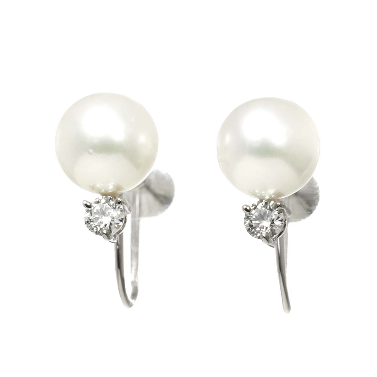 Akoya Pearl 7.6mm Diamond Earrings 18K WG 750