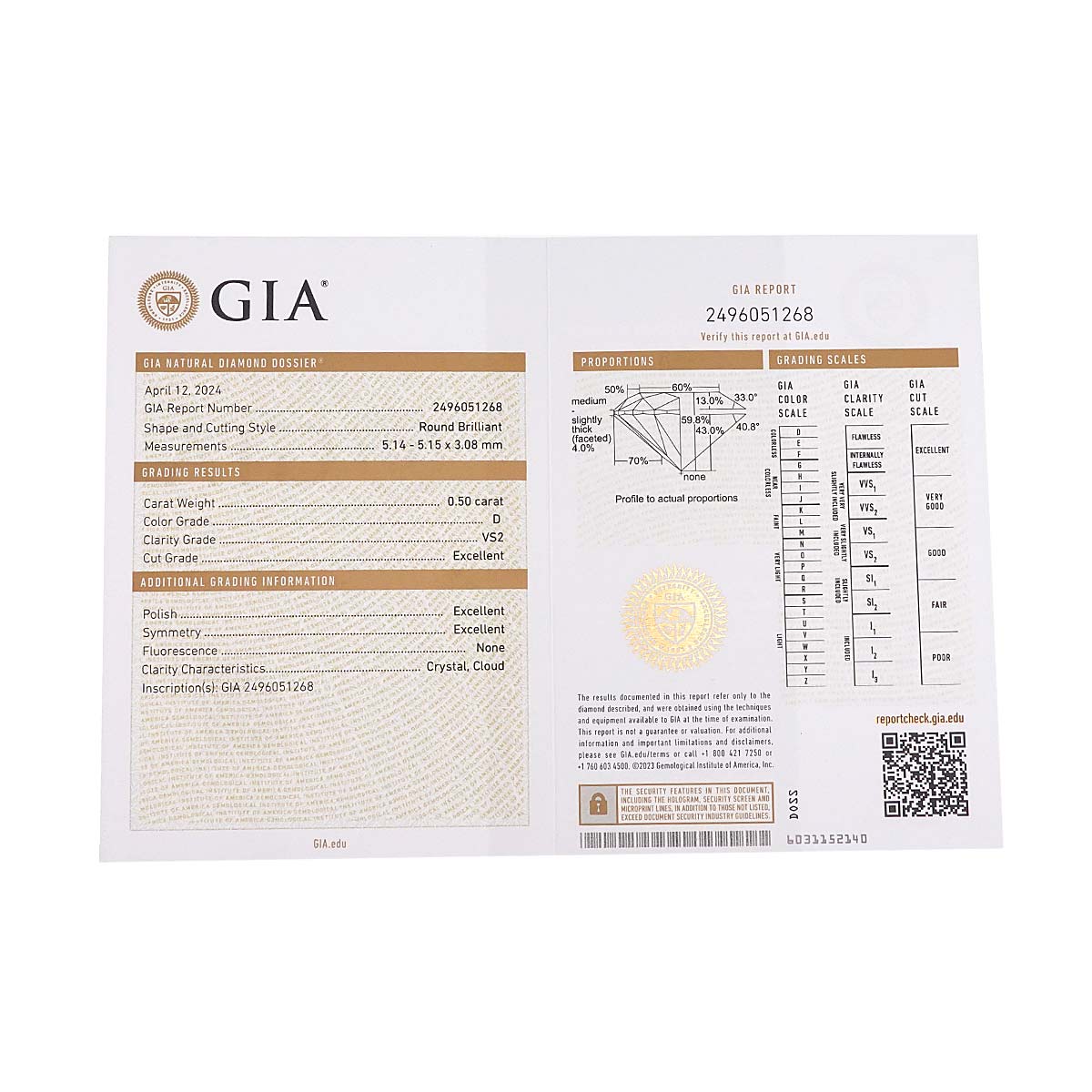 Icon Diamond 0.50ct D/VS2/3EX Necklace 18K WG 750