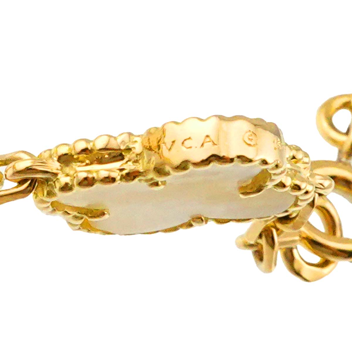 Vintage Alhambra MotherofPearl MOP Necklace 18K YG 750