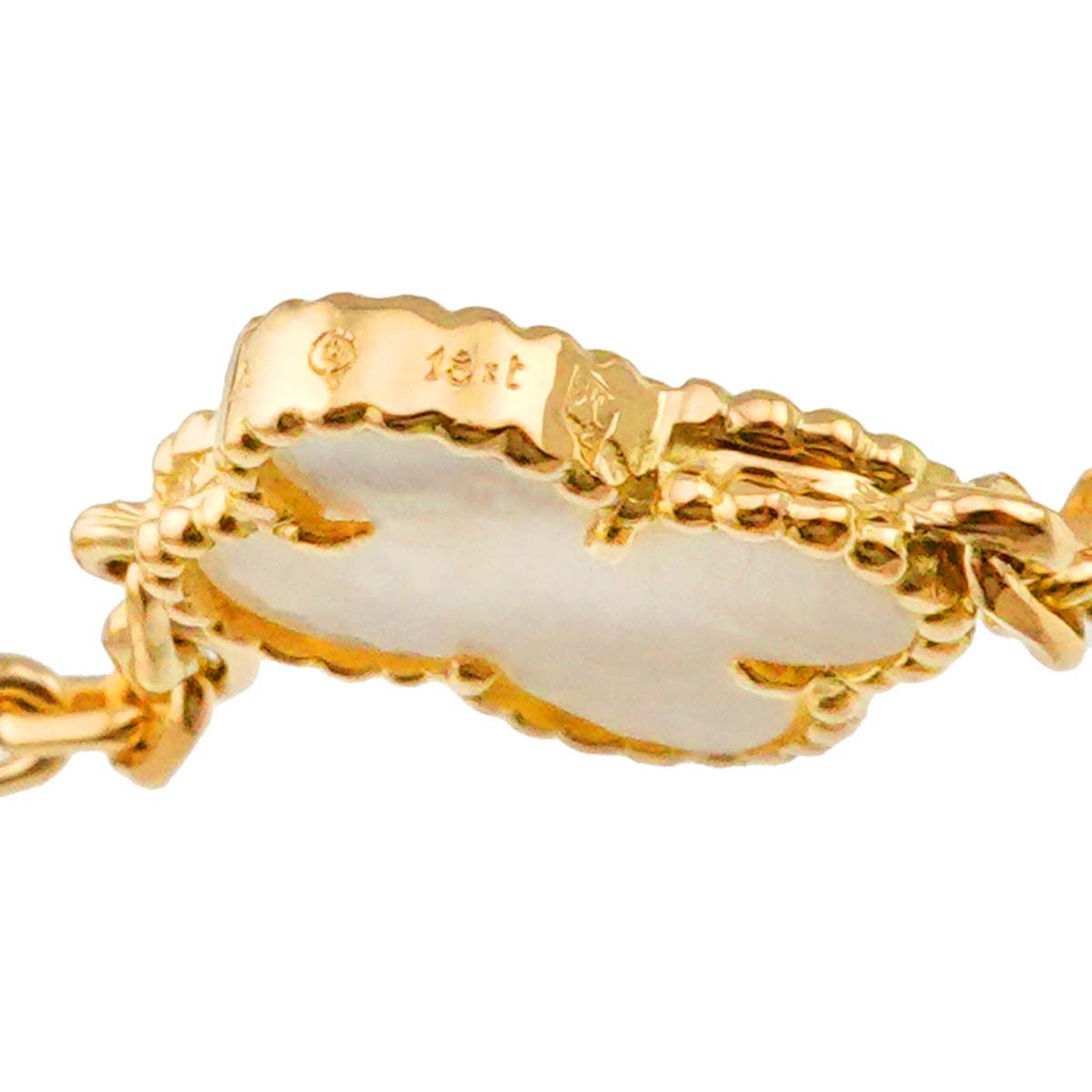 Vintage Alhambra MotherofPearl MOP Necklace 18K YG 750