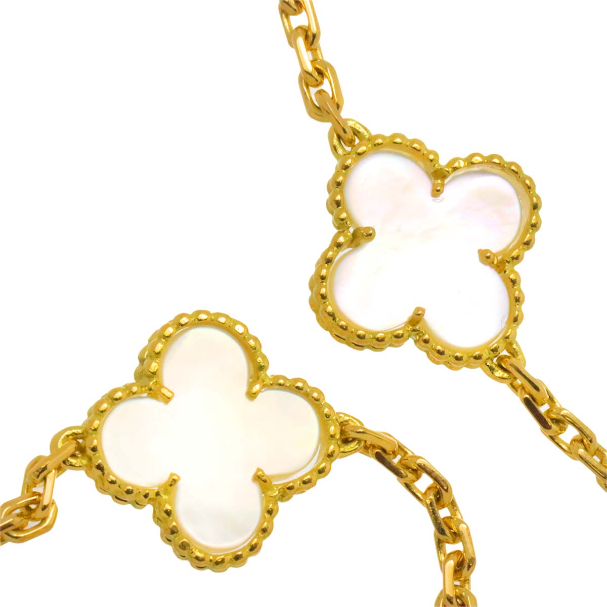 Vintage Alhambra MotherofPearl MOP Necklace 18K YG 750