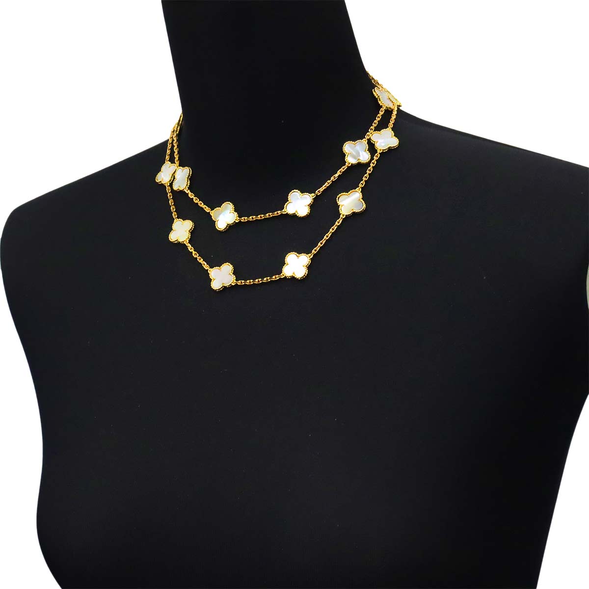 Vintage Alhambra MotherofPearl MOP Necklace 18K YG 750