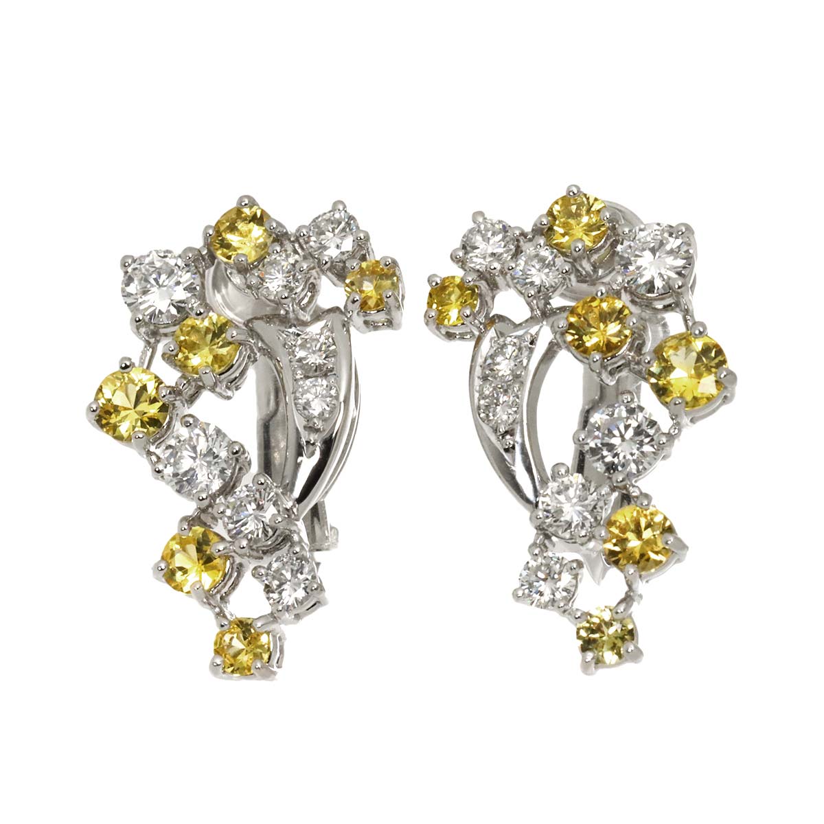 Diamond 0.54/0.54ct Yellow Diamond Earrings Clip on Pt 14K 585
