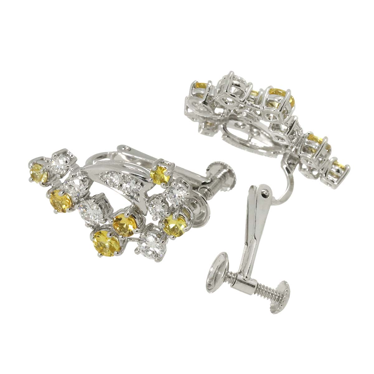 Diamond 0.54/0.54ct Yellow Diamond Earrings Clip on Pt 14K 585