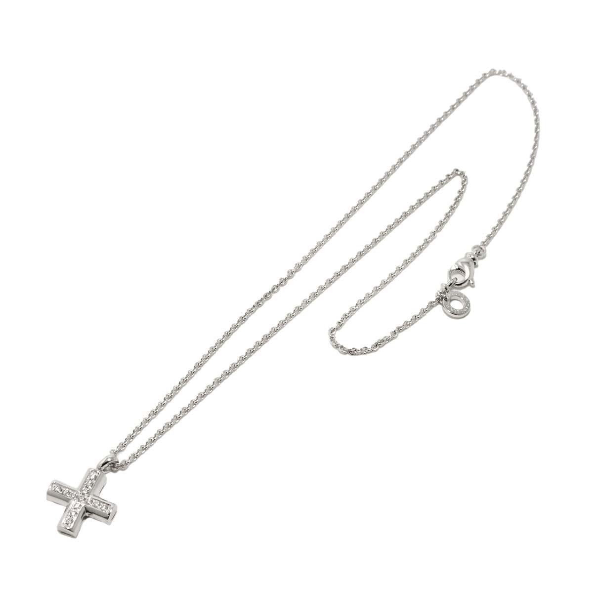 Cross Diamond Necklace K18 18K WG White Gold 750