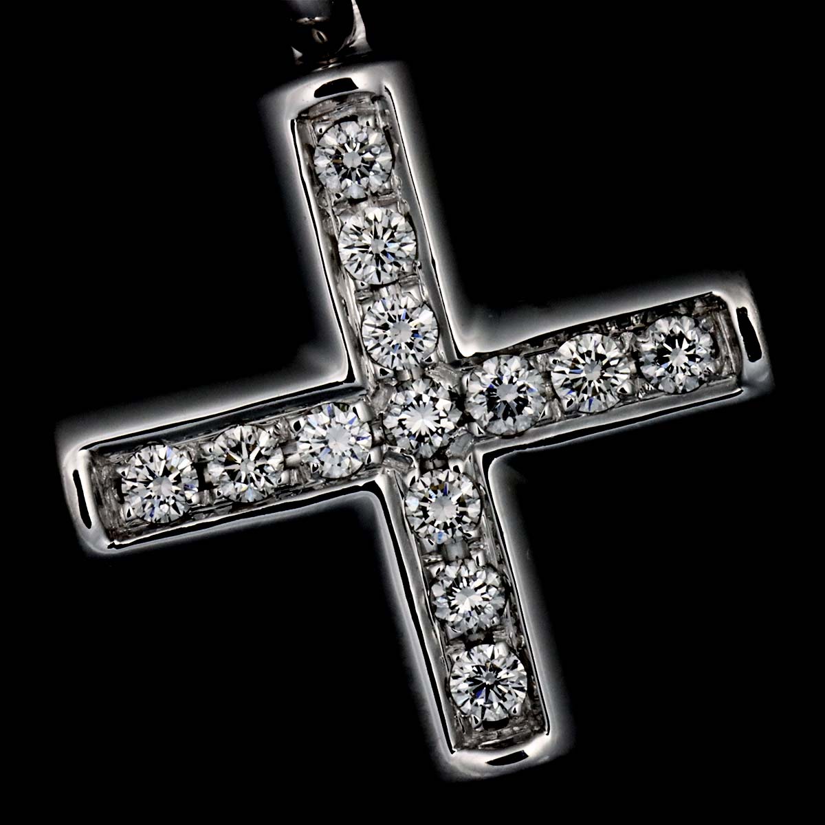Cross Diamond Necklace K18 18K WG White Gold 750