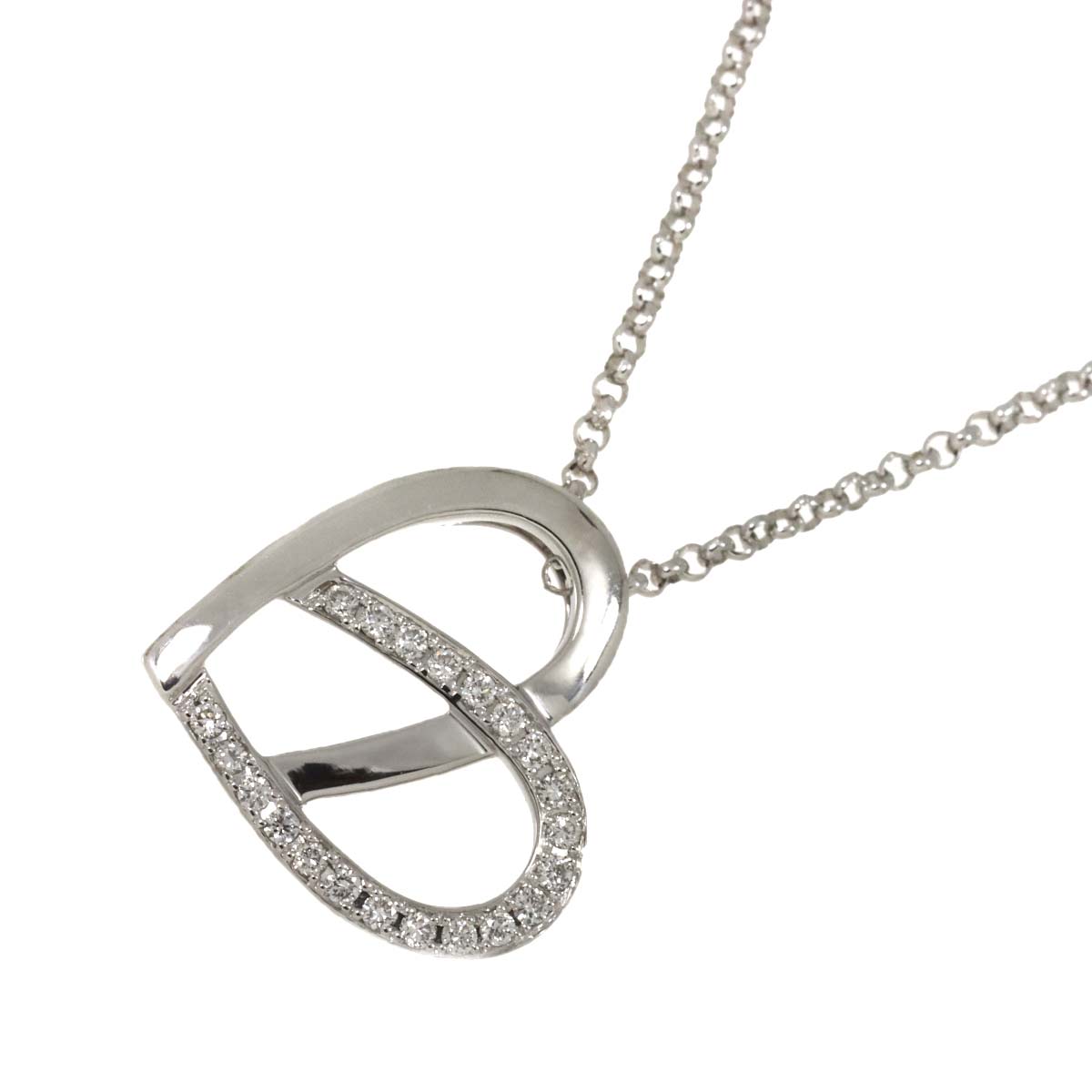Diamond Heart Necklace 18K White Gold 750