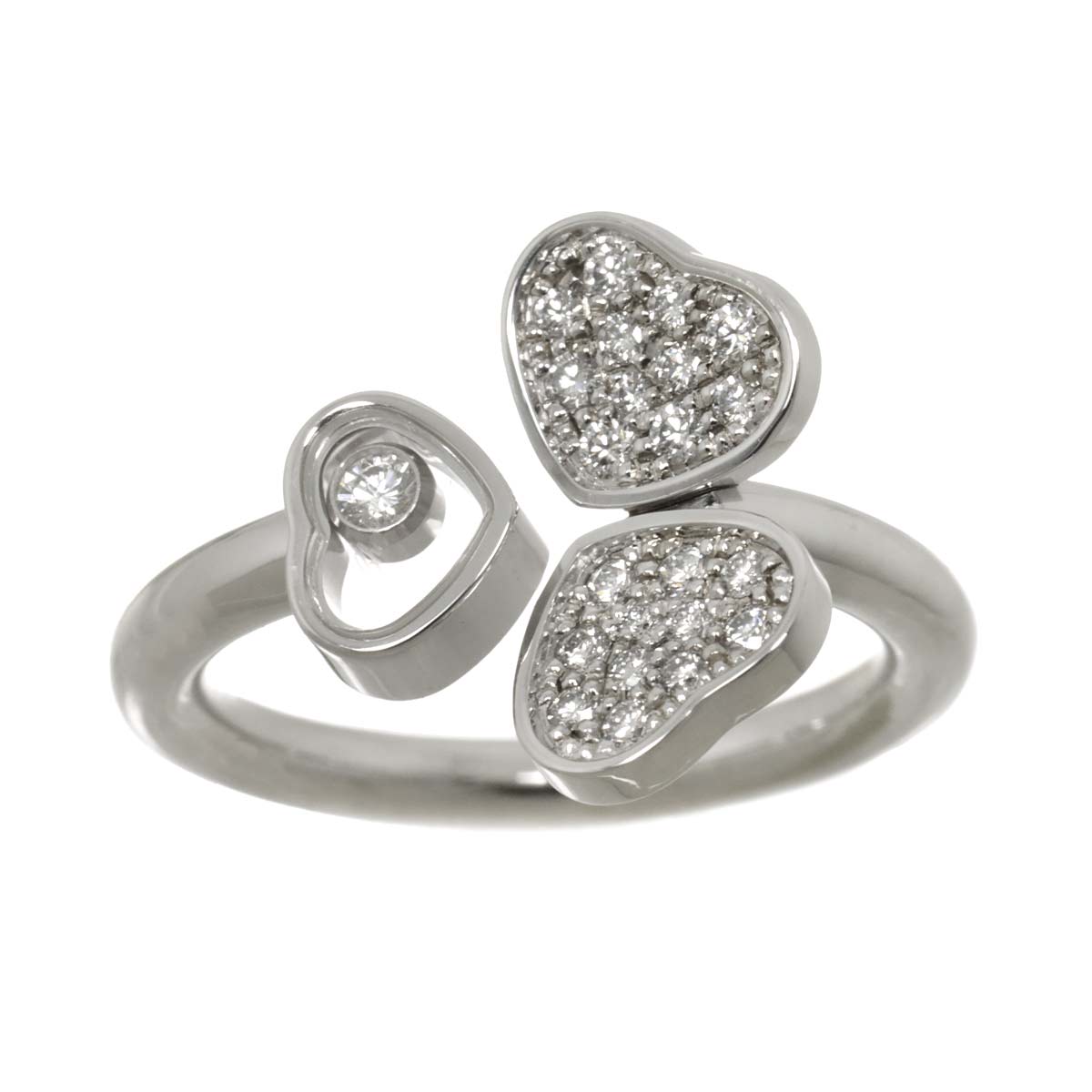 Happy Diamond Heart Ring 18K White Gold 750 Size5.25-5.5(US)