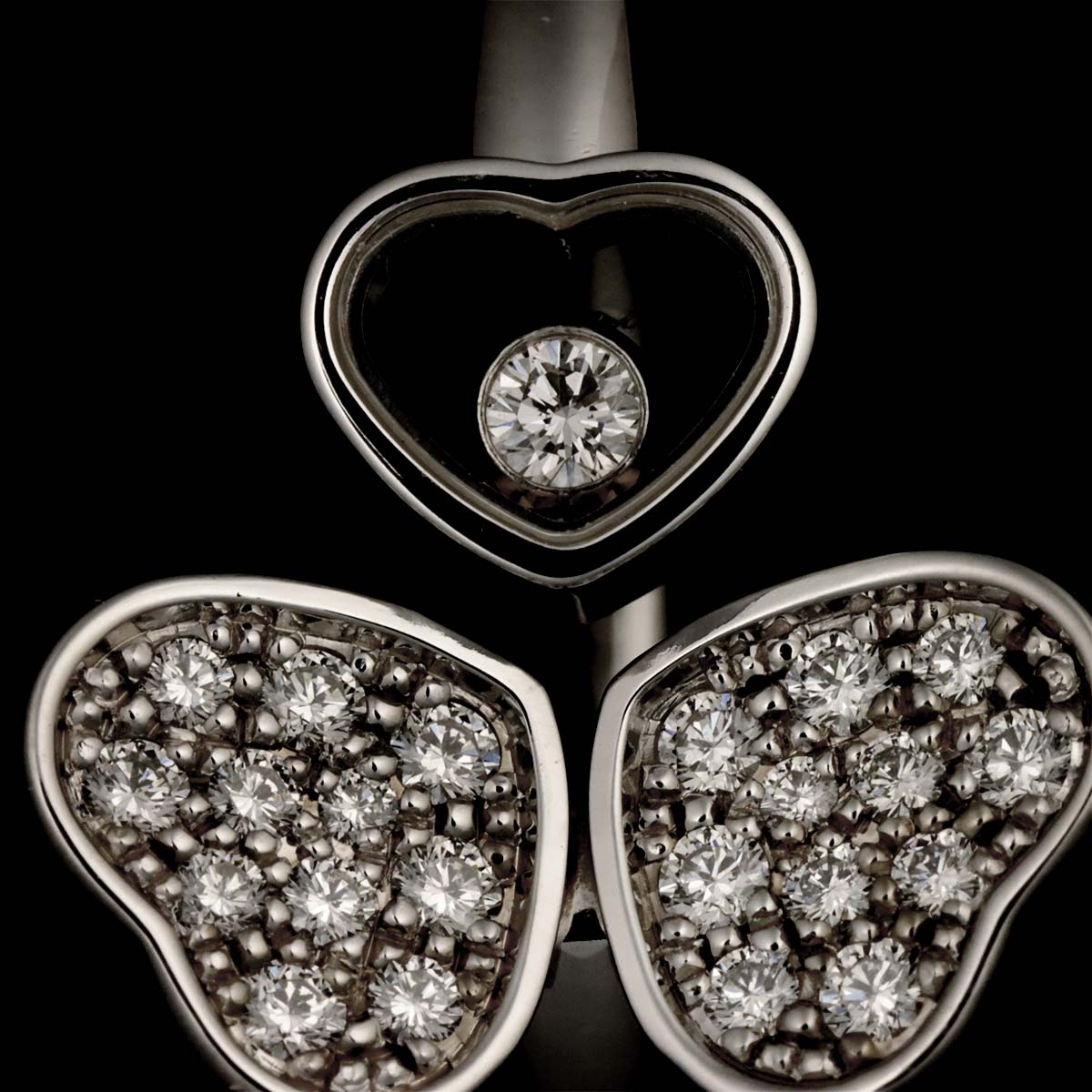 Happy Diamond Heart Ring 18K White Gold 750 Size5.25-5.5(US)