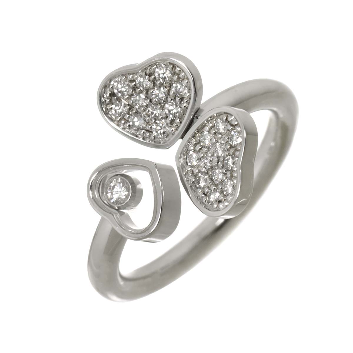 Happy Diamond Heart Ring 18K White Gold 750 Size5.25-5.5(US)