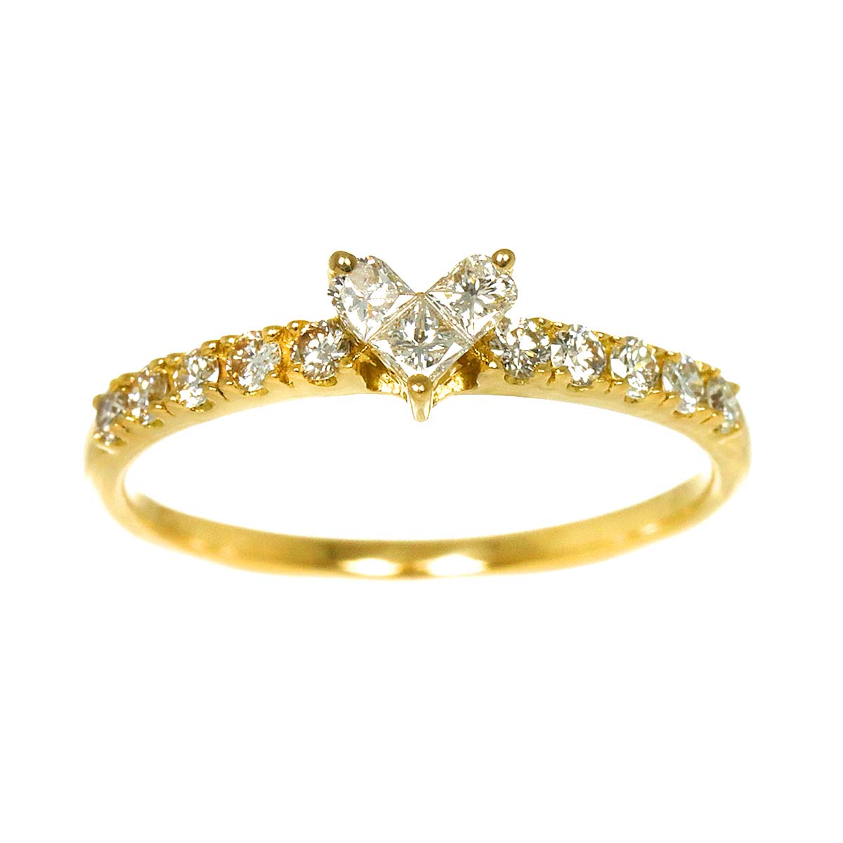 Diamond 0.22ct Ring 18K YG 750 Size4.5(US)