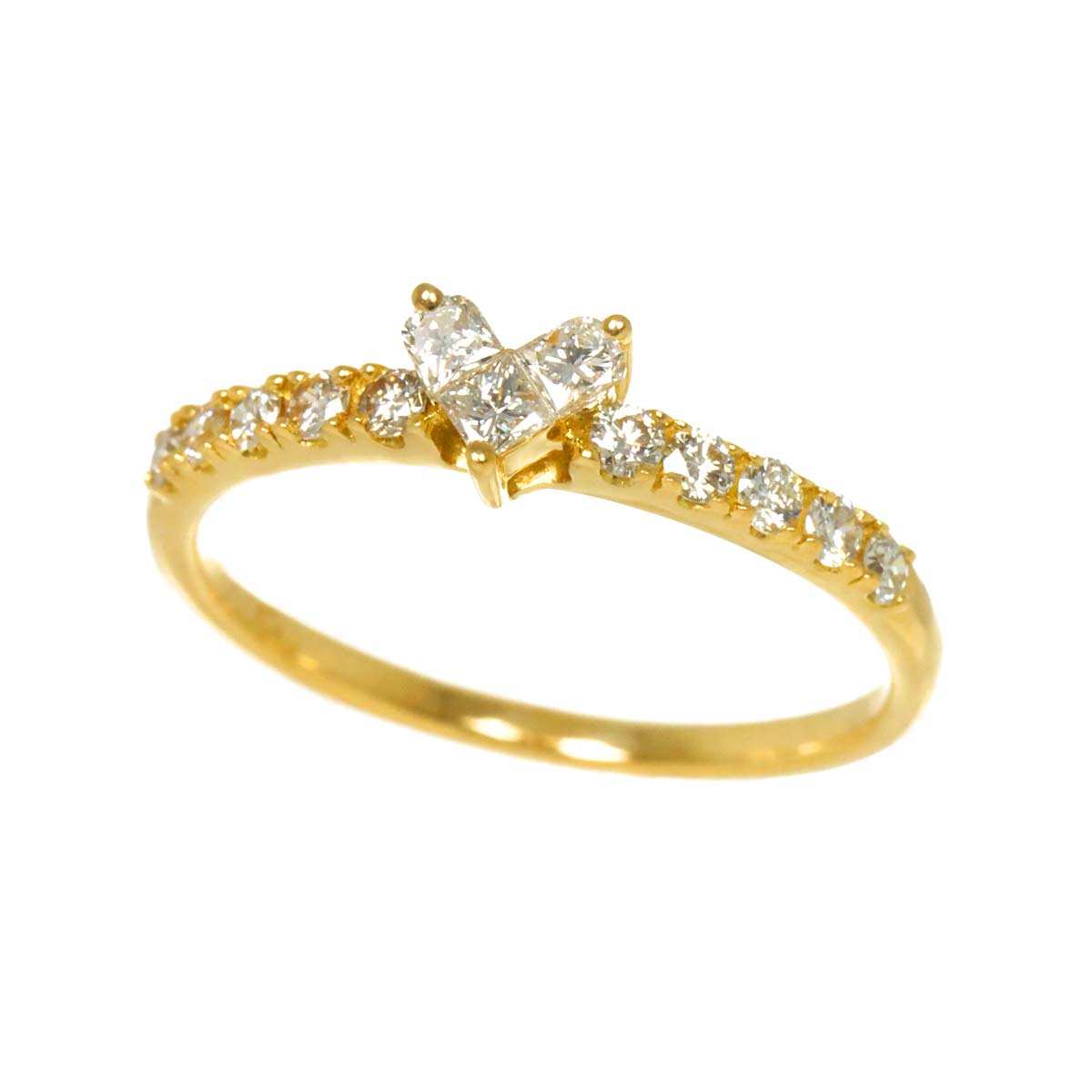 Diamond 0.22ct Ring 18K YG 750 Size4.5(US)