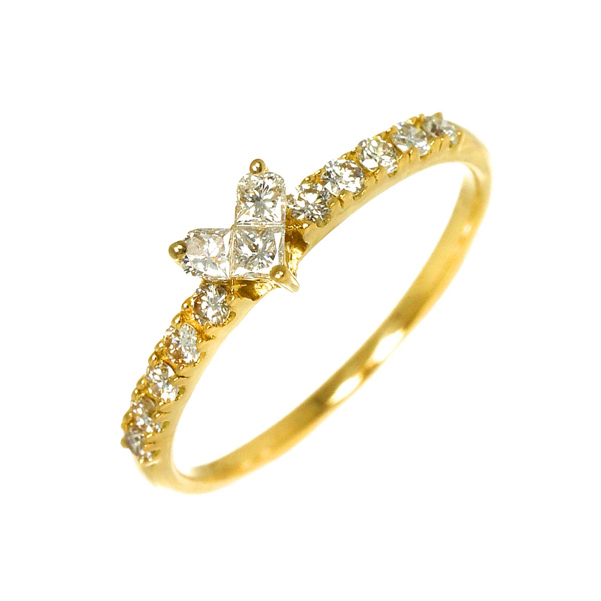 Diamond 0.22ct Ring 18K YG 750 Size4.5(US)