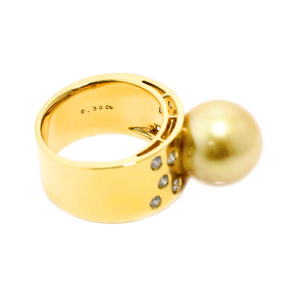 South Sea pearl Diamond 0.30ct Ring 18K YG 750 8.25-8.75(US)