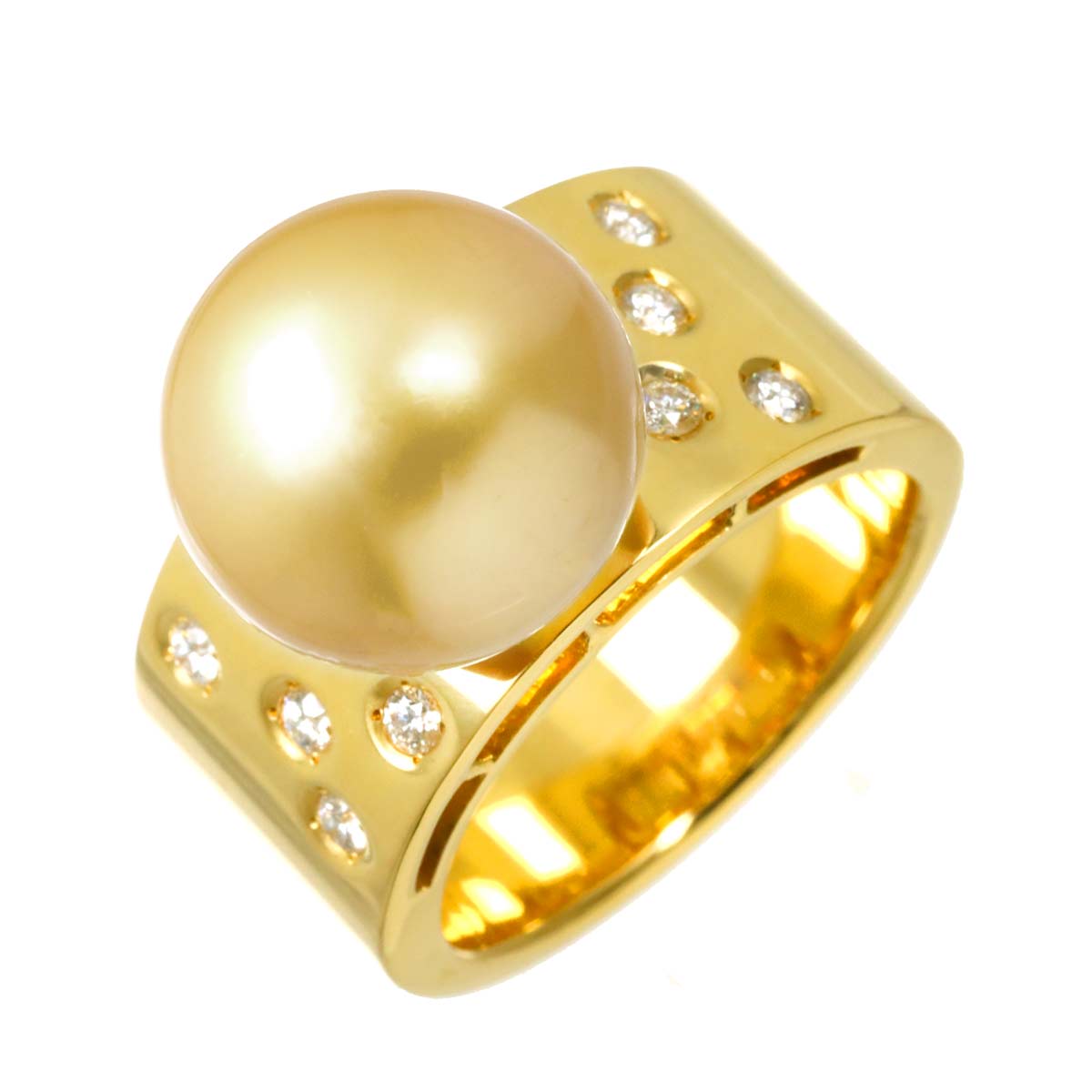 South Sea pearl Diamond 0.30ct Ring 18K YG 750 8.25-8.75(US)