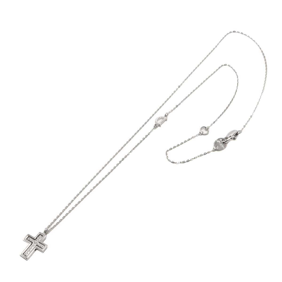 Belle Epoque Mini Diamond Cross Necklace 18K WG 750