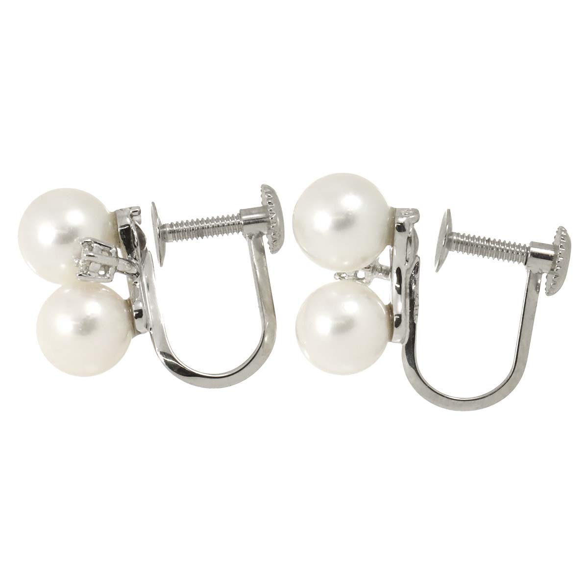 Akoya Pearl Diamond 0.01ct/0.01ct Earrings 18K WG 750