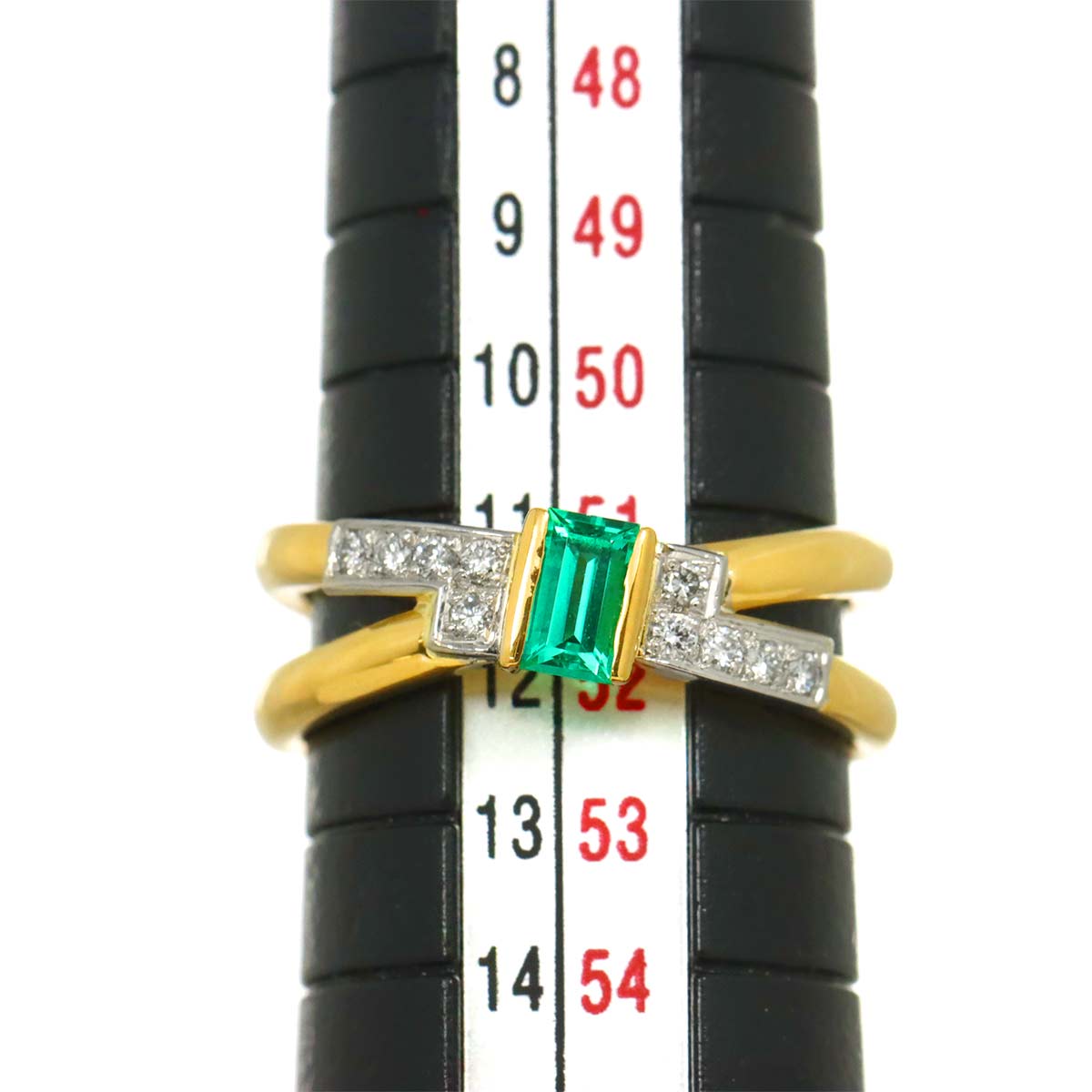 Emerald 0.21ct Diamond 0.09ct Ring 18K YG 750 Pt 5.75-6(US)
