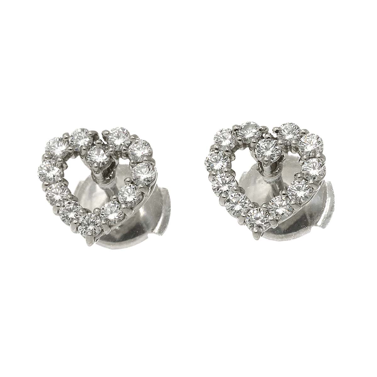 Heart Diamond Earrings Pierced Pt