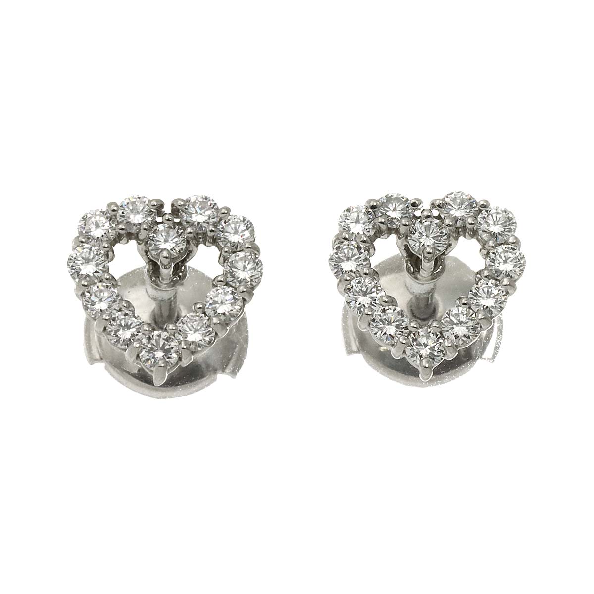 Heart Diamond Earrings Pierced Pt