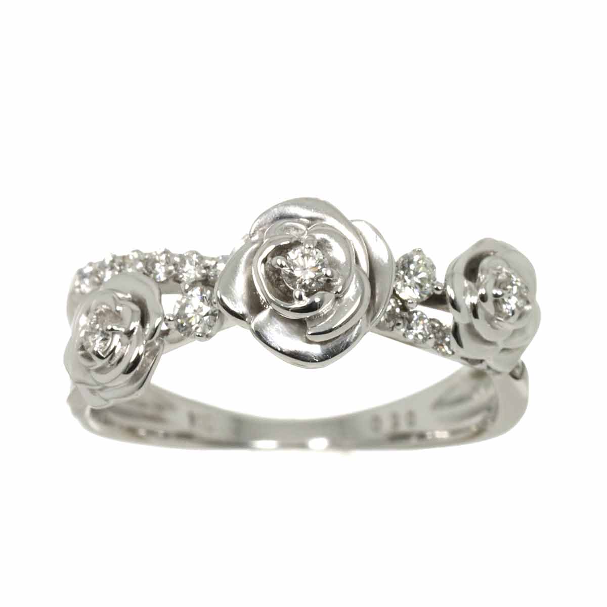 Diamond 0.30ct Ring 18K K18 WG White Gold size6.25-6.5(US)