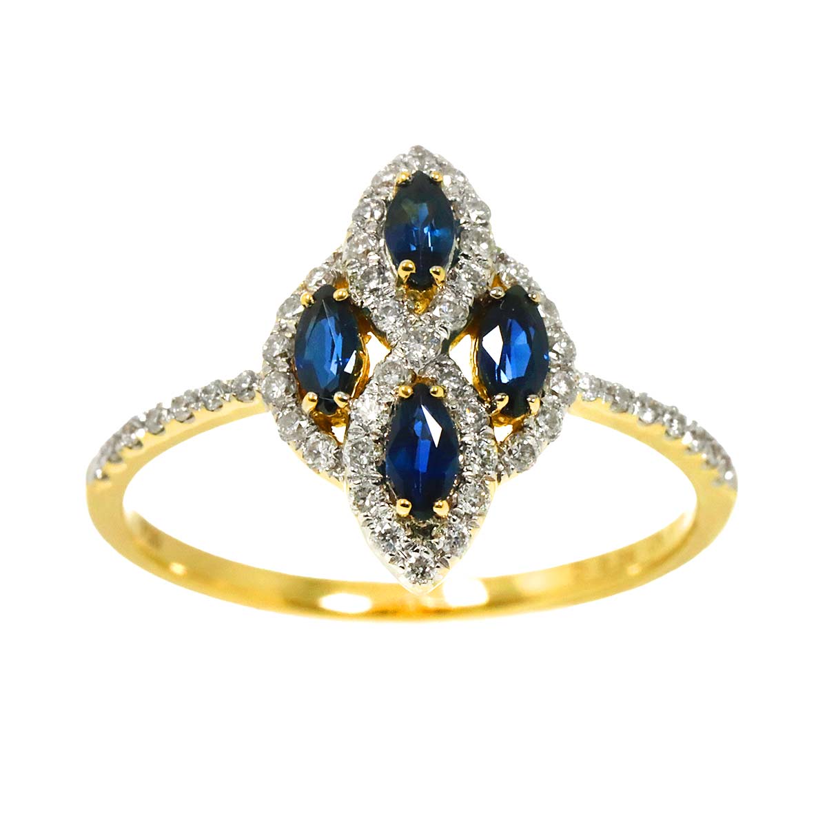 Sapphire 0.44ct Diamond 0.26ct Ring 18K 750 6.25-6.5(US)