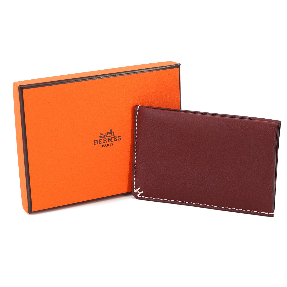H Sellier Card Case Evercolor Rouge H