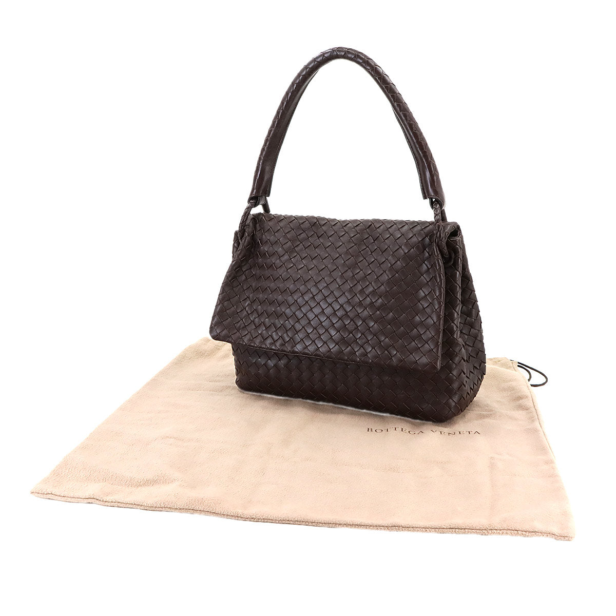 Intrecciato Hand Bag Lether Brown Purse