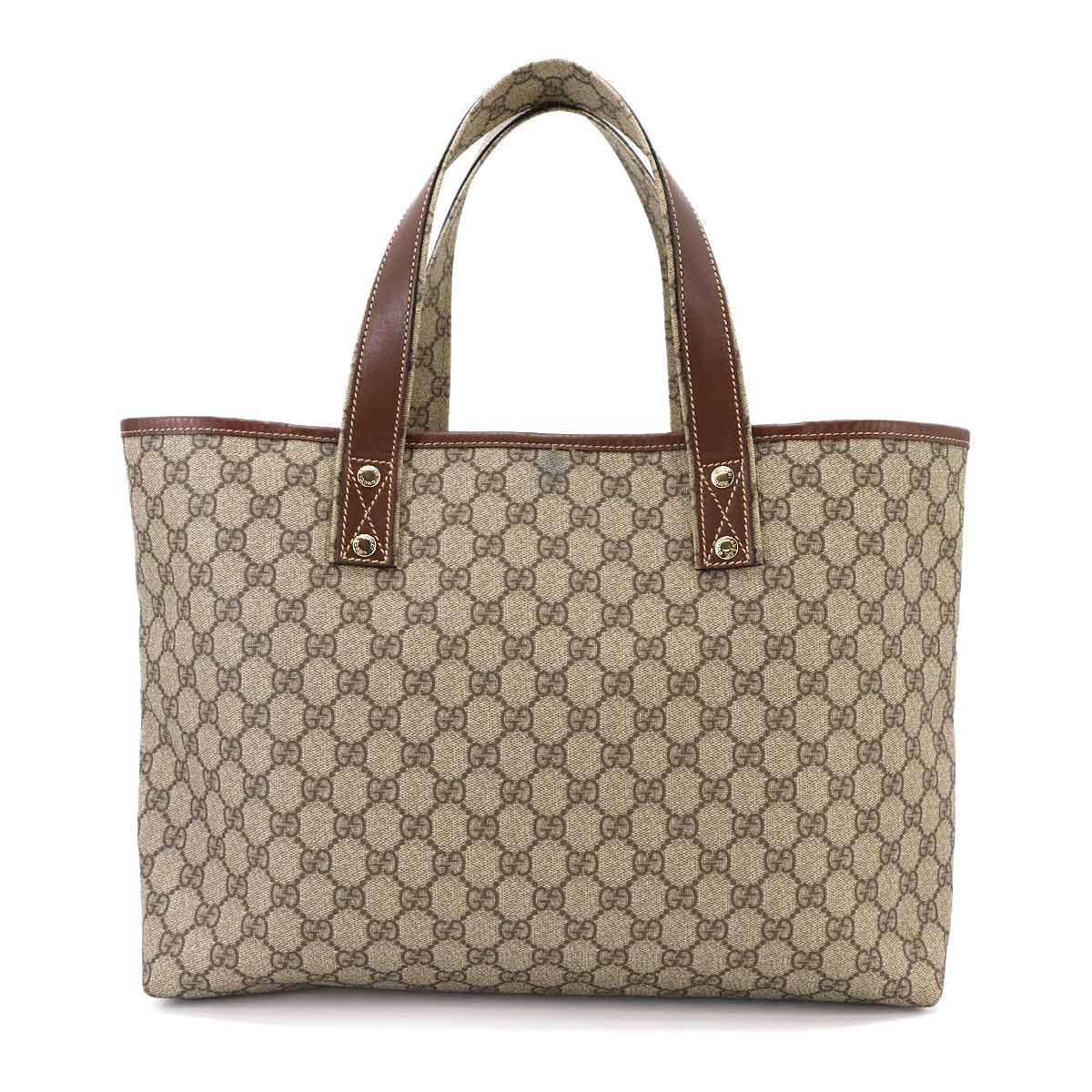 GG Supreme Tote Bag PVC Leather Beige Brown 211134 Purse