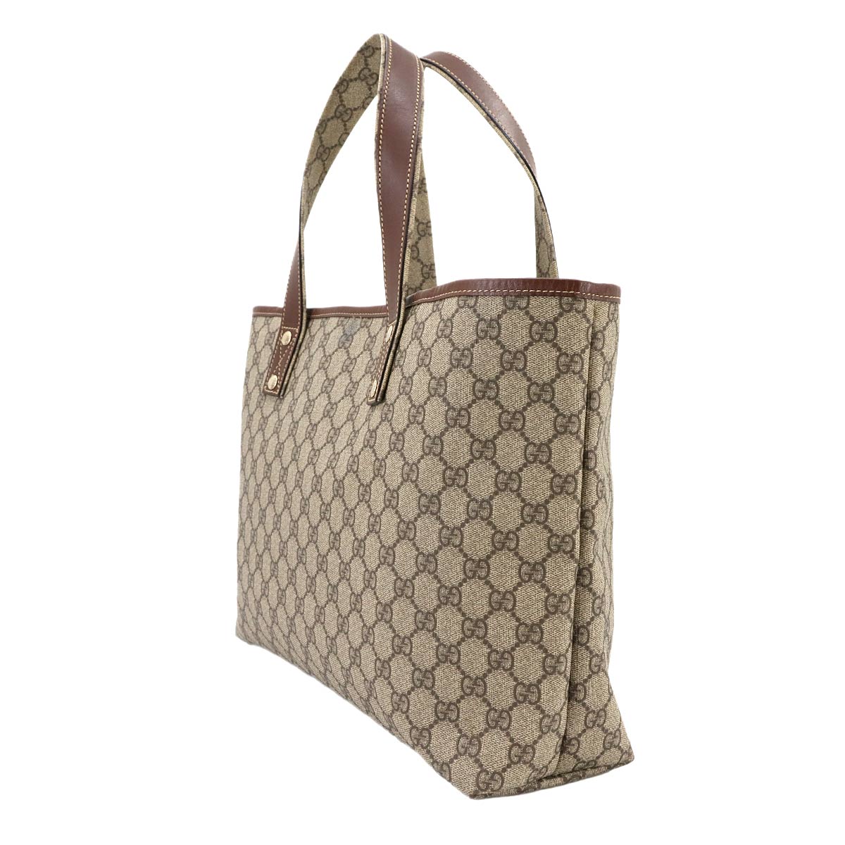 GG Supreme Tote Bag PVC Leather Beige Brown 211134 Purse