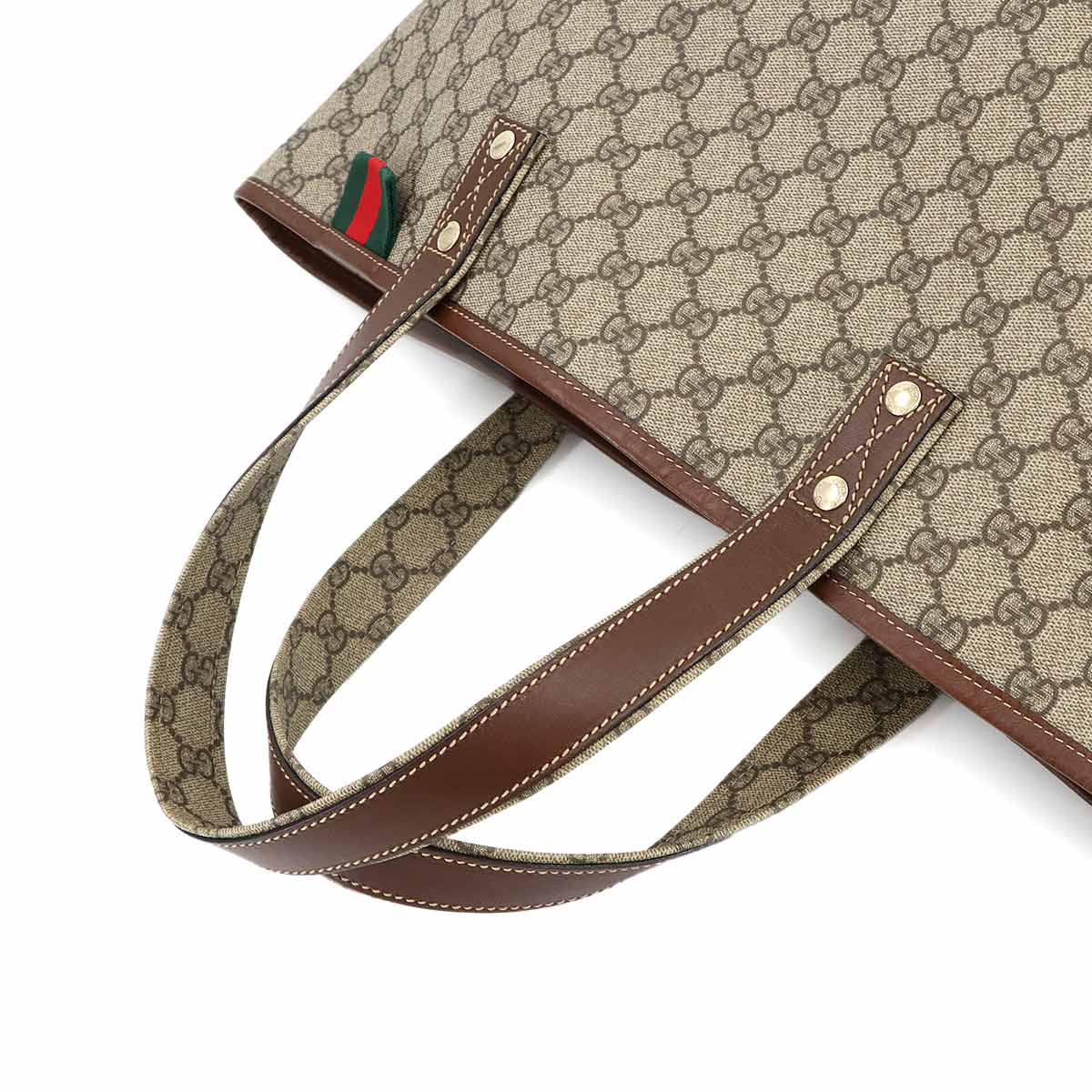GG Supreme Tote Bag PVC Leather Beige Brown 211134 Purse