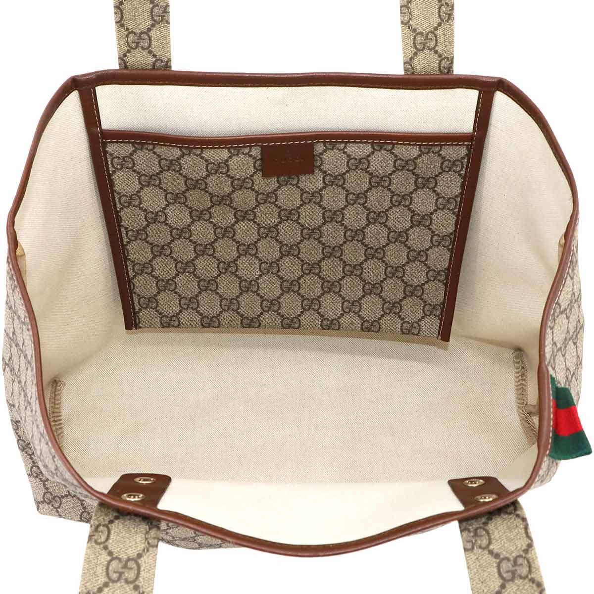 GG Supreme Tote Bag PVC Leather Beige Brown 211134 Purse