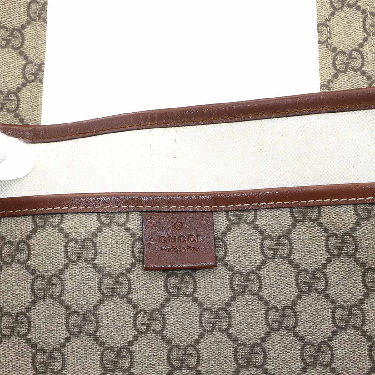 GG Supreme Tote Bag PVC Leather Beige Brown 211134 Purse