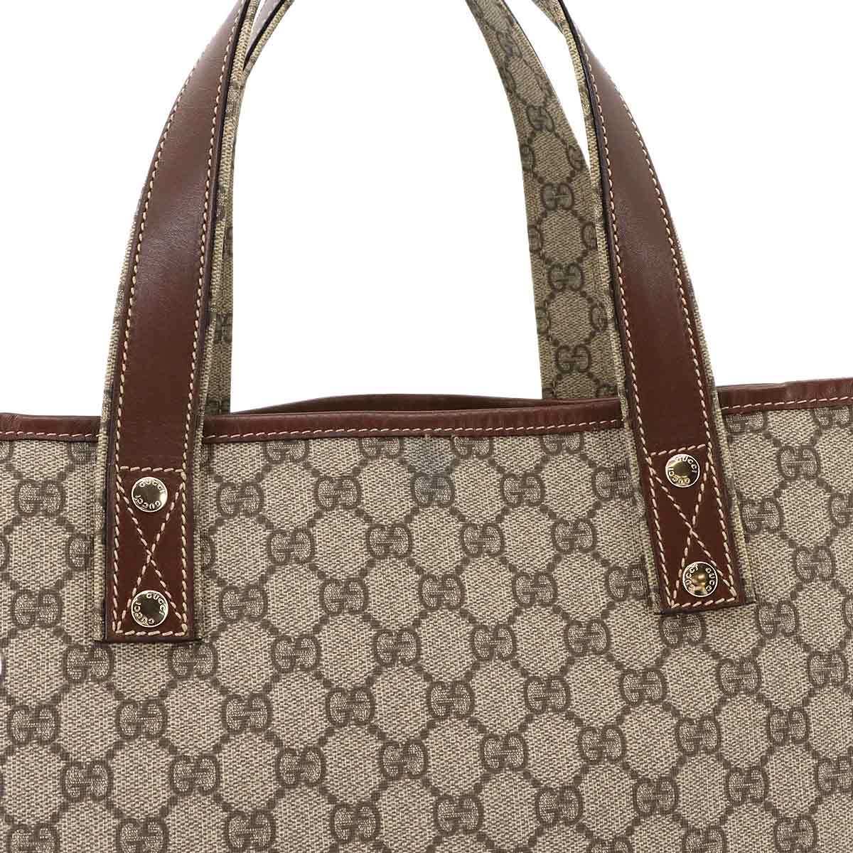 GG Supreme Tote Bag PVC Leather Beige Brown 211134 Purse