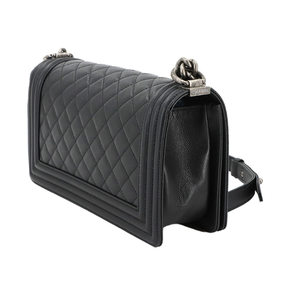 BOY CHANEL Chain Shoulder Bag Leather Black A67086 Purse